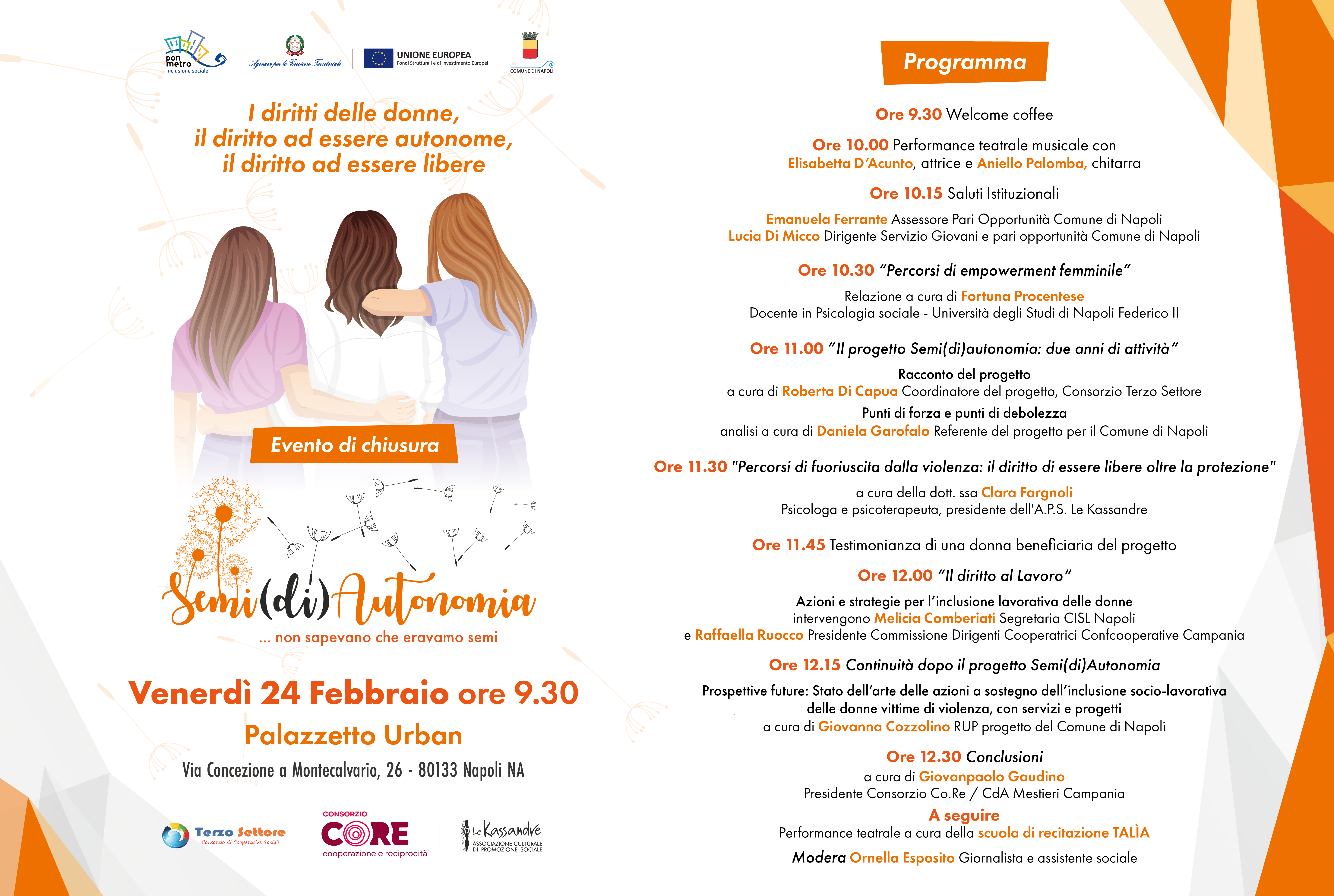 Progetto Semi(di)Autonomia: venerdì 24 febbraio alle 9.30 l’evento di chiusura al Palazzetto Urban di Napoli